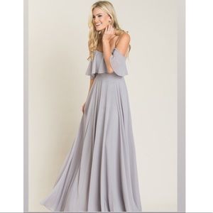Bridesmaid Dress Gray, Off the Shoulder